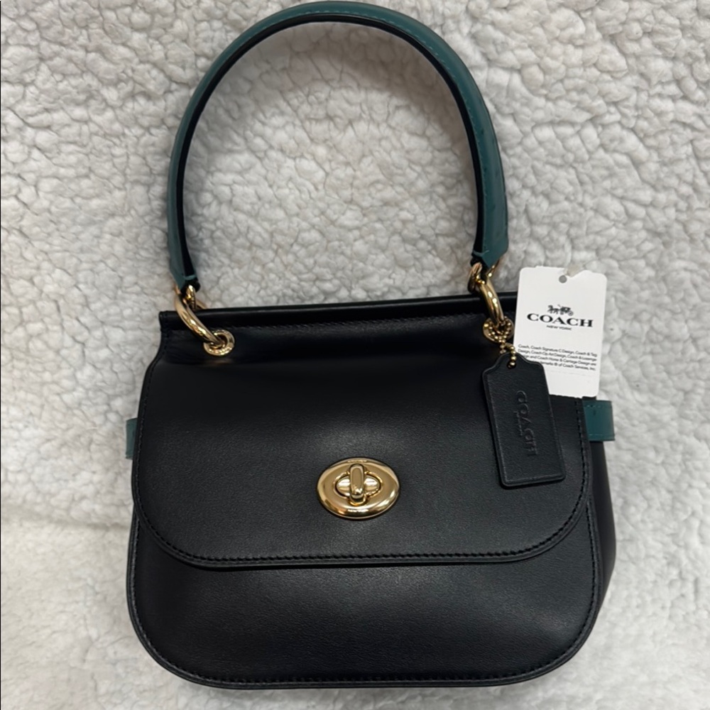Coach Saddle Black and green ostrich  Women's Bag